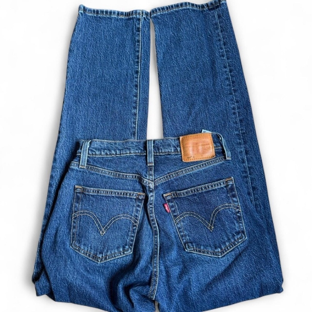 Levi's 501 Curve blue jeans Button Fly High Rise Straight Leg - Picture 3 of 8